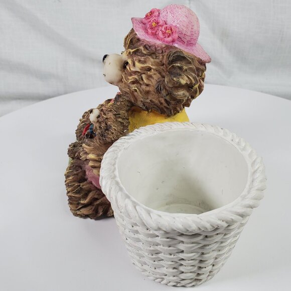 Vintage Teddy Bear with Basket Planter - Picture 3 of 7